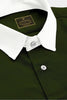 Basil Green Men's Designer Giza Cotton Shirt - Contrast Stitch Shirt in Delhi