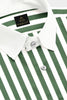 White with Loden Frost Green Candy Stripes Designer Cotton Shirt