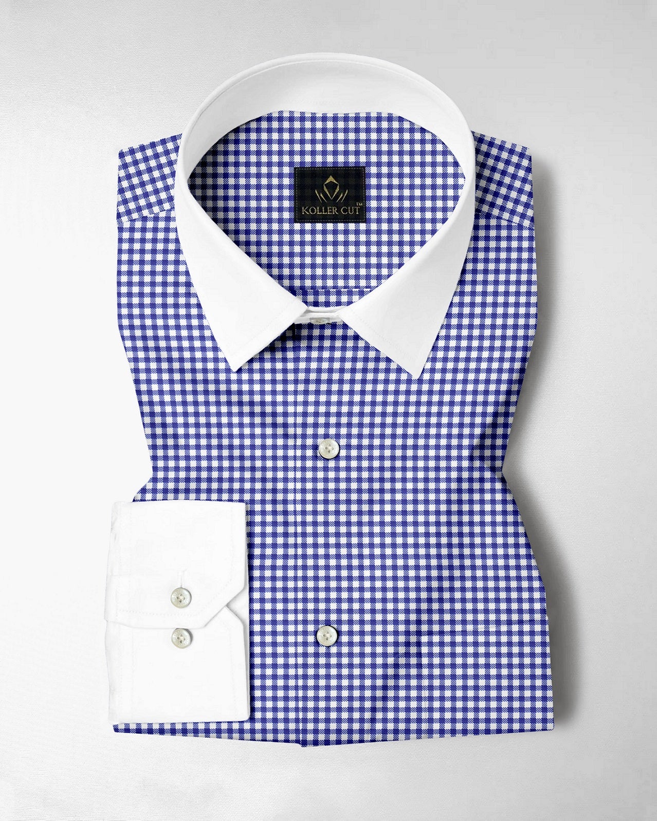White and Amparo Blue Gingham Checks Designer Cotton Shirt
