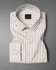 White and Copper Brown Stripes Cotton Shirt