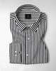 Jet Black and White Candy Stripes Cotton Shirt