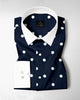 Moonlit Blue and Silk White Polka Dots Printed Designer Cotton Shirt