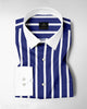 Regal Blue with White Wide Chalk Stripes Designer Cotton Shirt