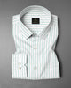 White and Amazon Green Pin Stripes Cotton Shirt