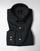 Carbon Black and White Polka Dots Printed Cotton Shirt
