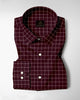 Aubergine Maroon and Salt White Graph Checks Cotton Shirt