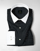 Carbon Black and White Polka Dots Printed Designer Cotton Shirt