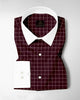 Aubergine Maroon and Salt White Graph Checks Designer Cotton Shirt