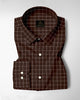 Peat Brown And Salt White Graph Checks Cotton Shirt