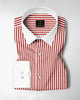 White and Crimson Red Candy Stripes Designer Cotton Shirt
