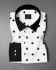 Wisteria White and Sable Black Polka Dots Printed Designer Cotton Shirt