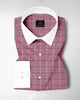 Polignac Pink with White and Rhubarb Red Checks Designer Cotton Shirt
