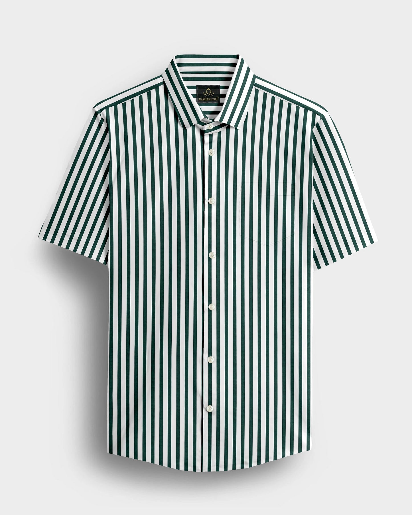 Everglade Forest Green Candy Stripes Cotton Shirt