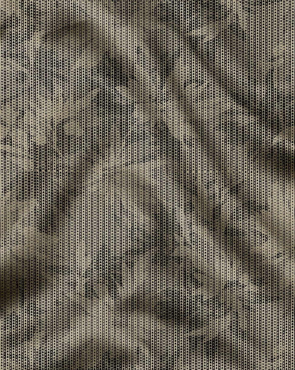 Sable Black and Golden Olive Flower Printed Broken Thread Stripes Cotton Shirt