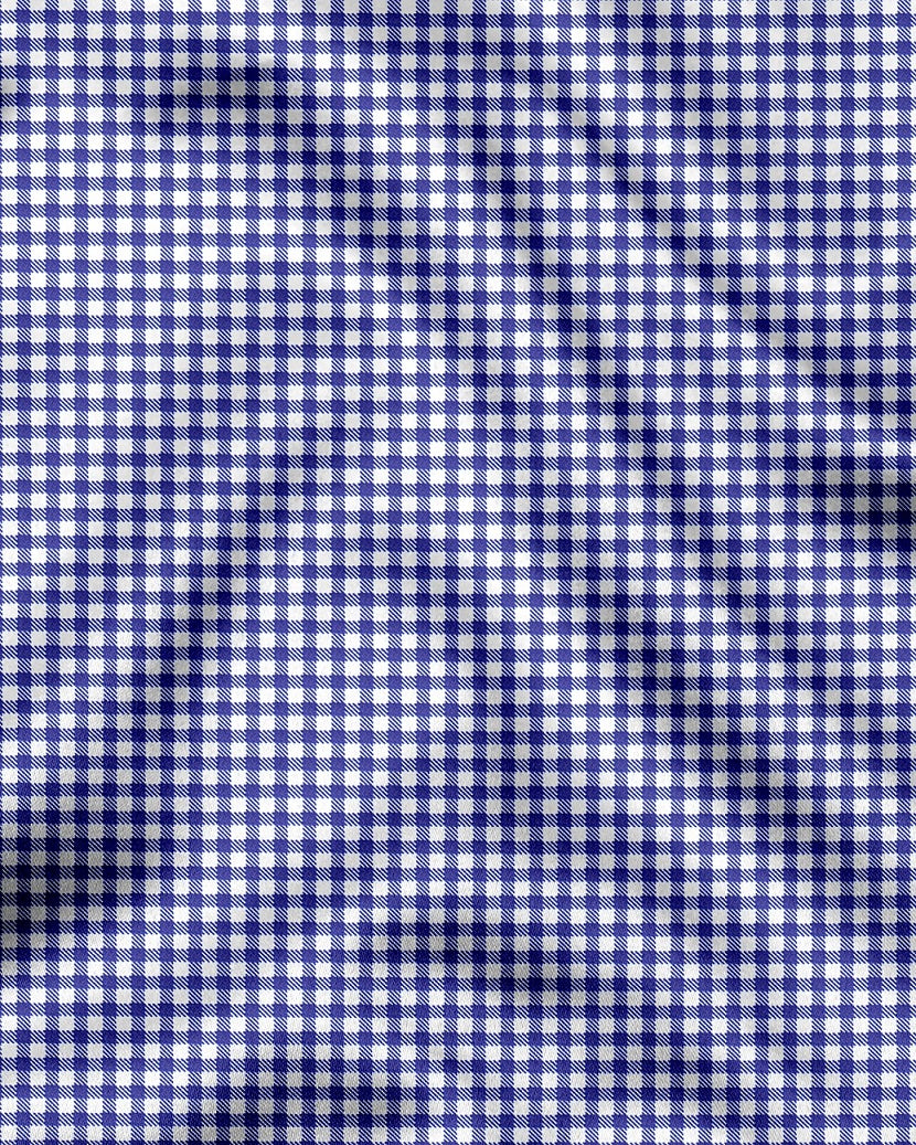 White and Amparo Blue Gingham Checks Designer Cotton Shirt