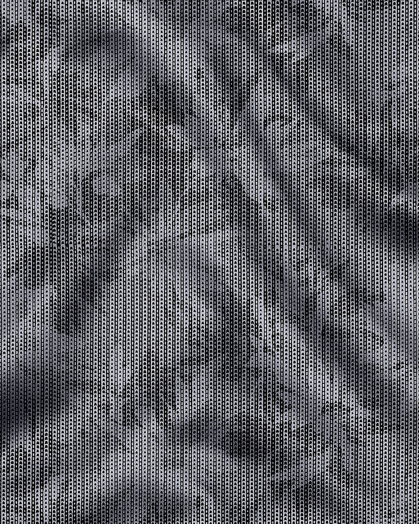 Sable Black and Slate Grey Maple Leaf Printed Broken Stripes Designer Cotton Shirt