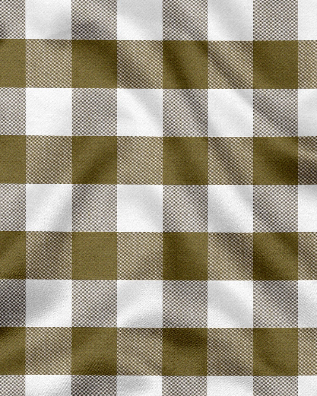 White and Ecru Olive Green Buffalo Checks Designer Cotton Shirt