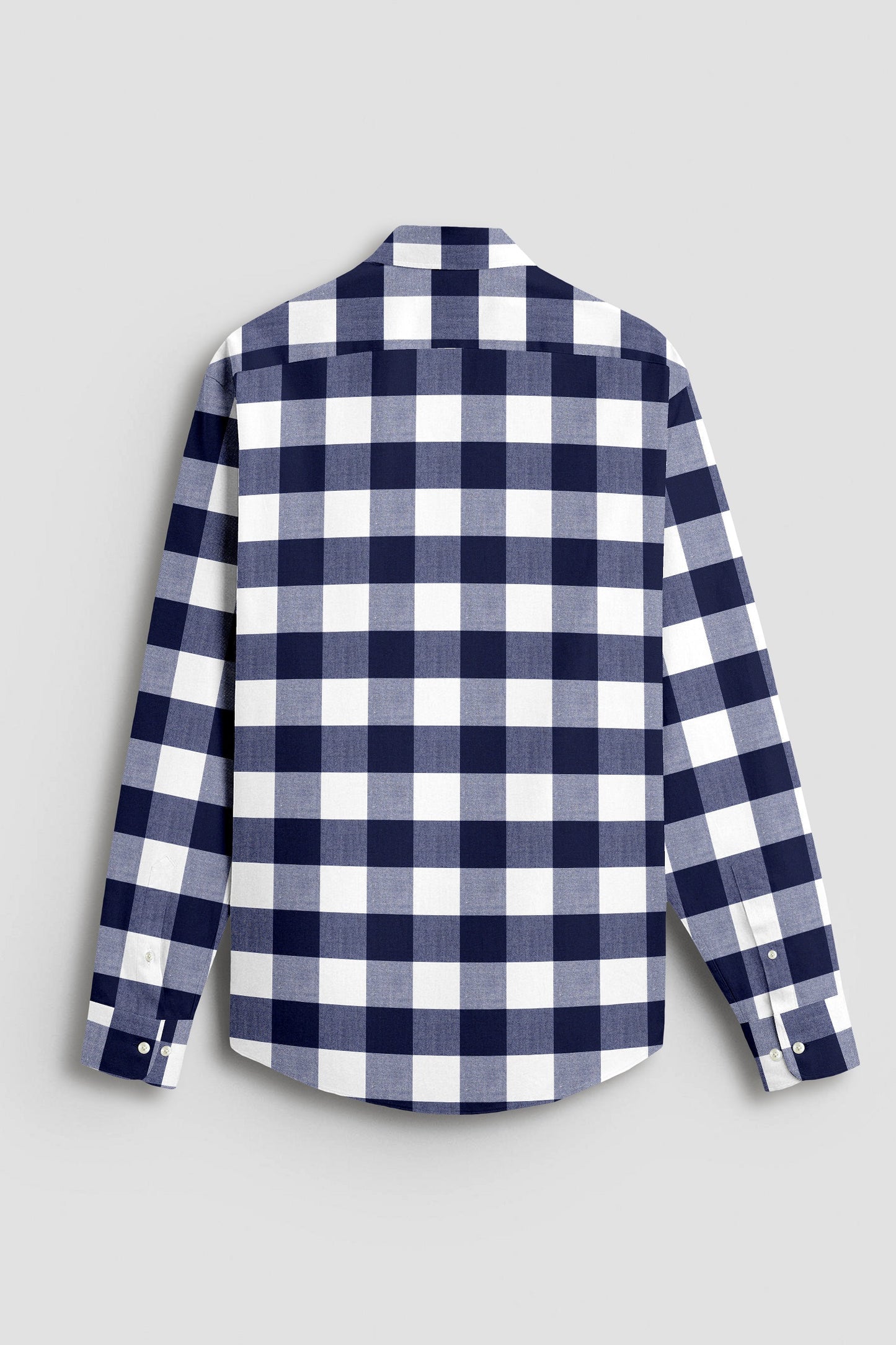 White and Ink Blue Buffalo Checks Cotton Shirt