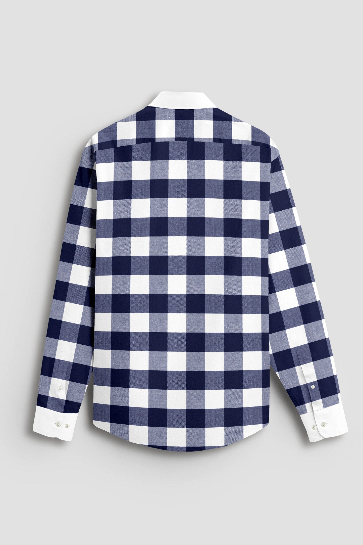 White and Ink Blue Buffalo Checks Designer Cotton Shirt