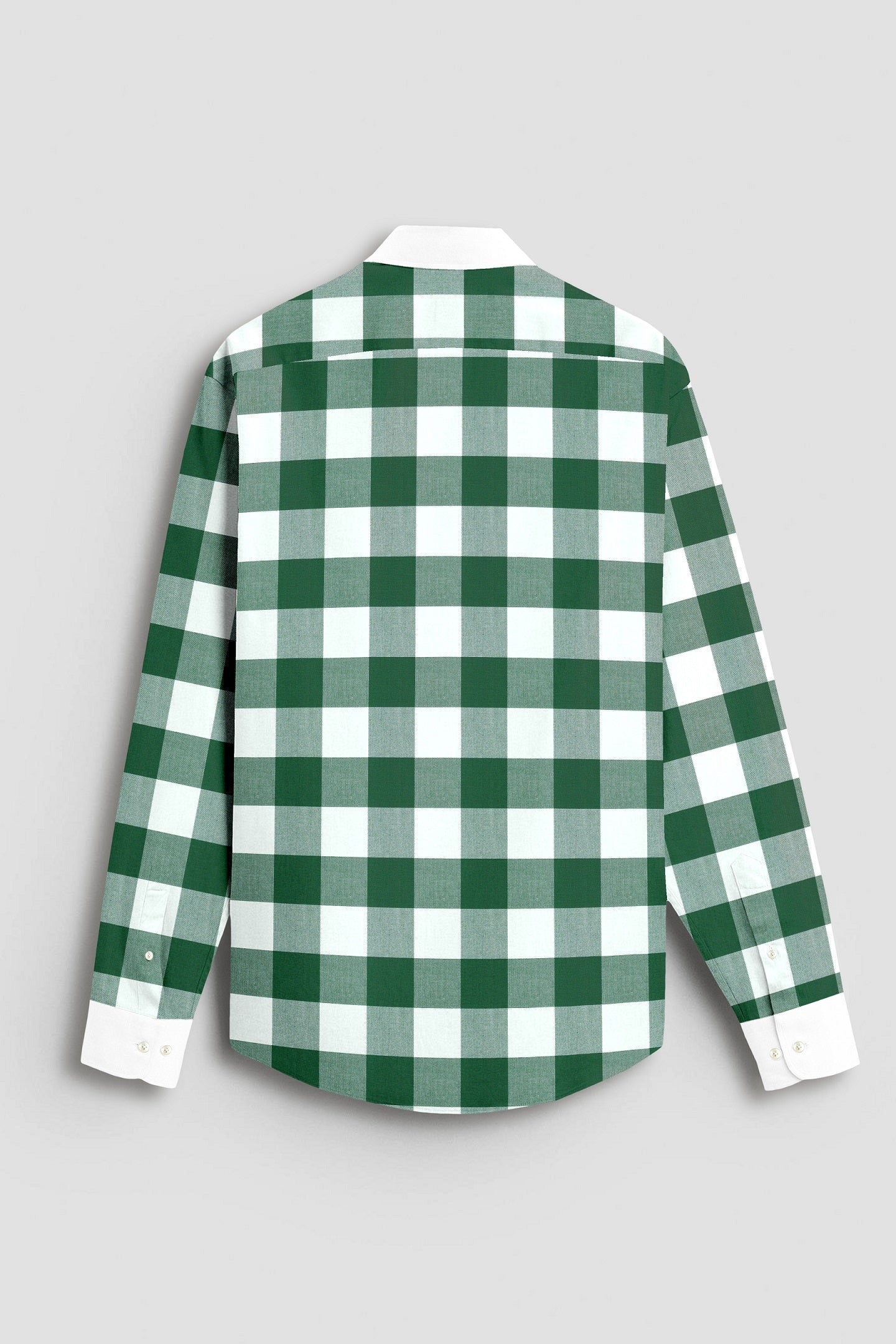 White and Emerald Green Buffalo Chekcs Oxford Designer Cotton Shirt
