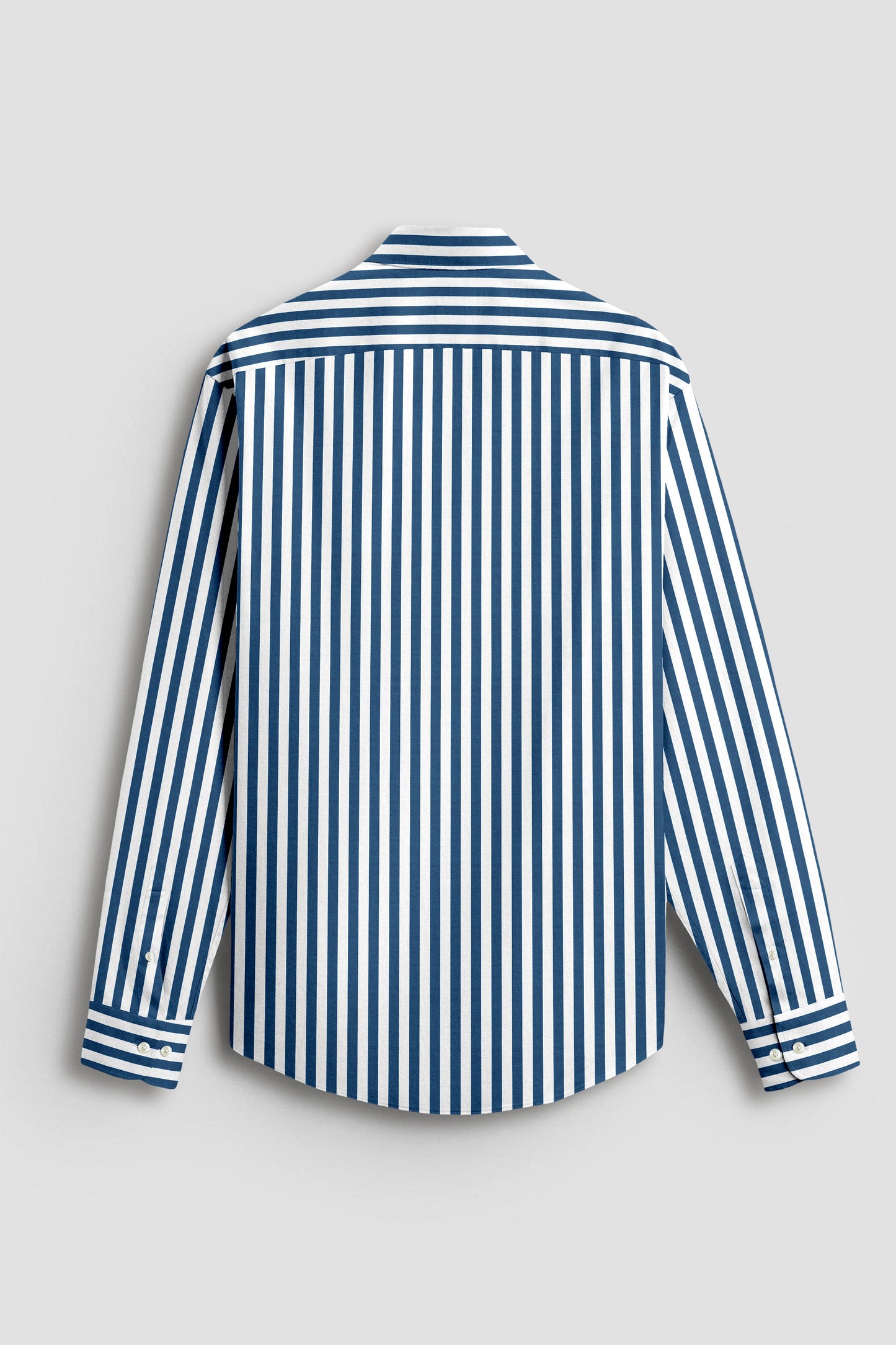 White and Victoria Blue Chalk Stripes Cotton Shirt