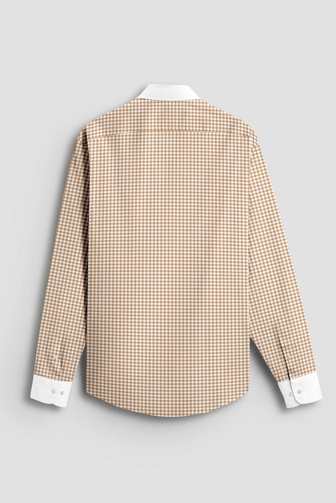 White and Frappe Brown Gingham Checks Designer Cotton Shirt