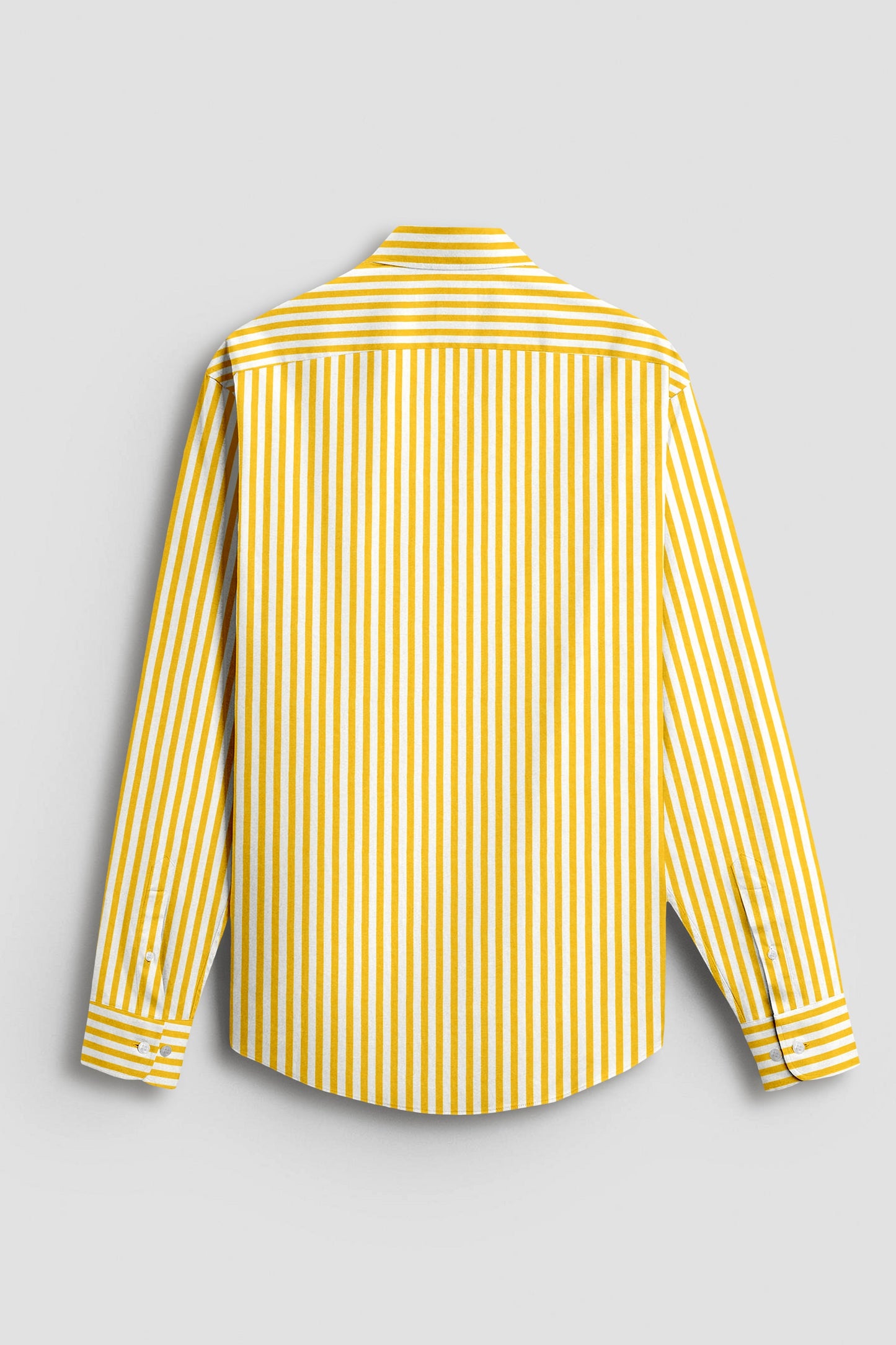 Lemon Yellow and White Candy Stripes Cotton Shirt