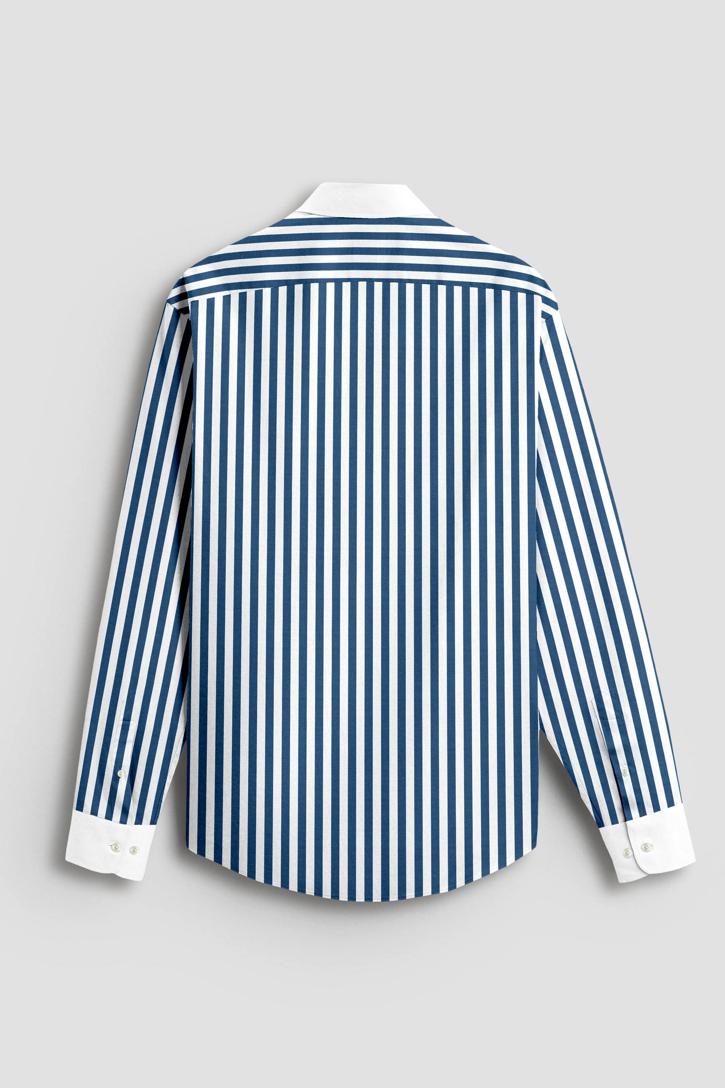 White and Victoria Blue Chalk Stripes Designer Cotton Shirt