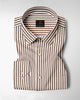 White and Antler Brown Candy Stripe Cotton Shirt
