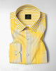 Lemon Yellow and White Candy Stripes Cotton Shirt