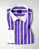 Iris Purple and White Wide Chalk Stripes Designer Cotton Shirt