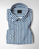 White and Victoria Blue Chalk Stripes Cotton Shirt