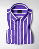Iris Purple and White Wide Chalk Stripes Cotton Shirt