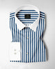 White and Victoria Blue Chalk Stripes Designer Cotton Shirt