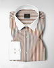 White and Antler Brown Candy Stripe Designer Cotton Shirt