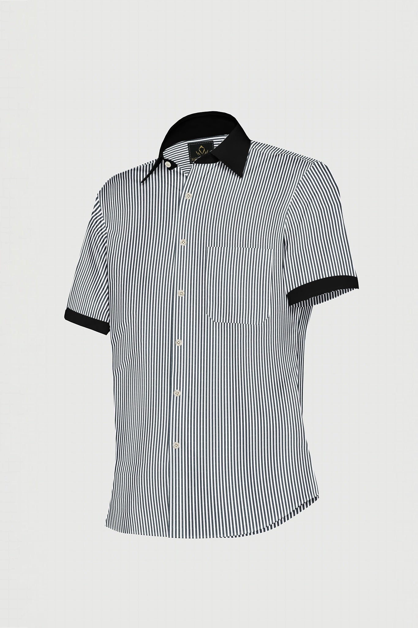 Charcoal Black and White Candy Stripes Designer Cotton Shirt