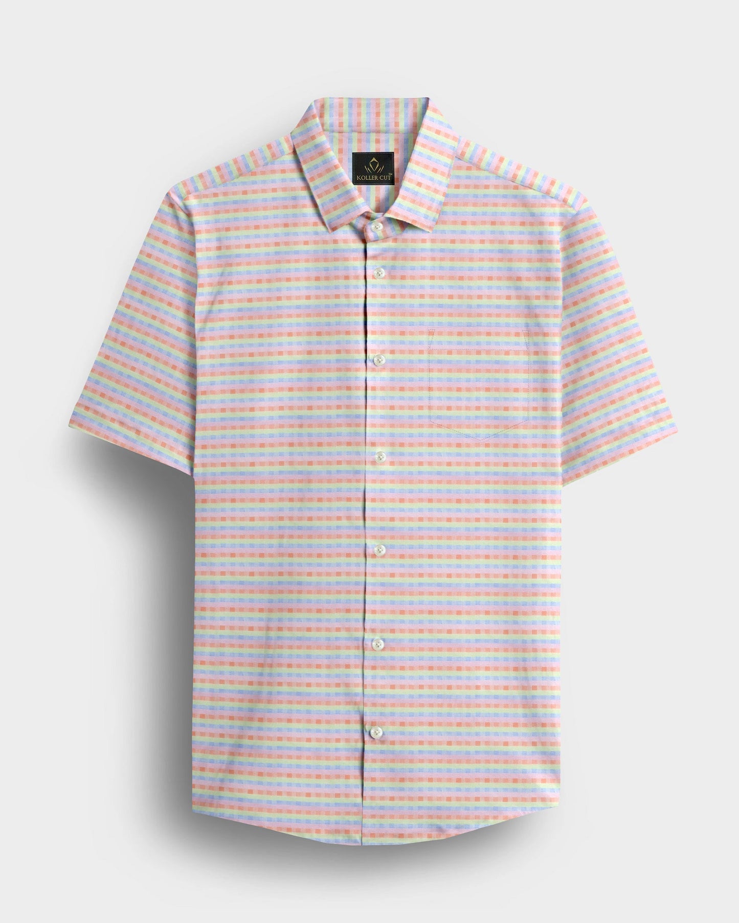 Cradle Pink with Patina Green Jacquard Checks Egyptian Giza Cotton Shirt