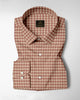 Beige and Peach Brown Gingham Checks 2 ply Cotton Shirt
