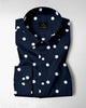 Moonlit Blue and Silk White Polka Dots Printed Cotton Shirt