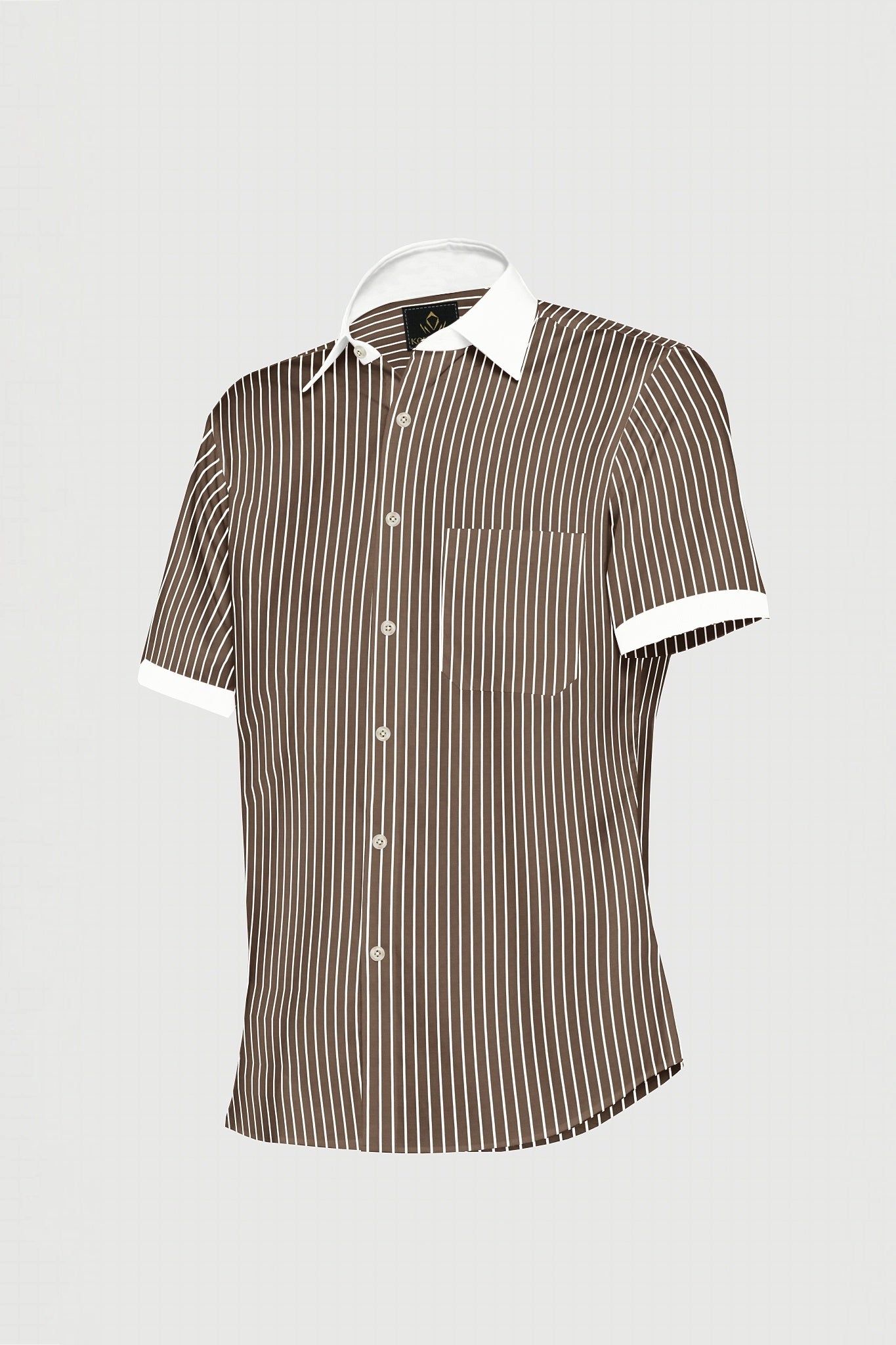 Tortilla Brown and White Pinstripes Designer Cotton Shirt
