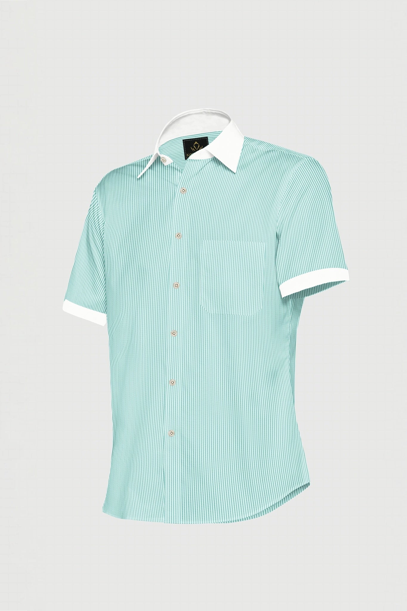 Ambrosia Green and White Candy Stripes Designer Cotton Shirt