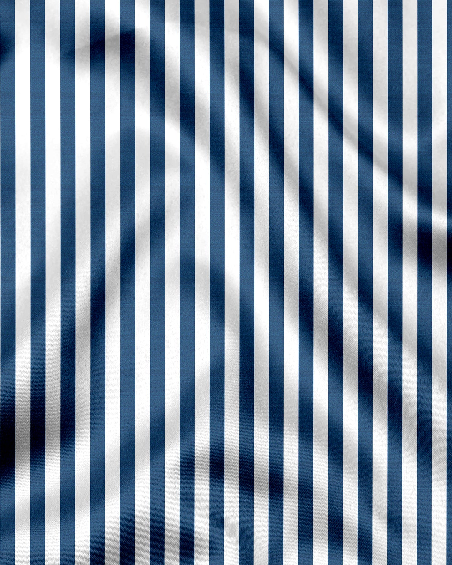 White and Victoria Blue Chalk Stripes Designer Cotton Shirt
