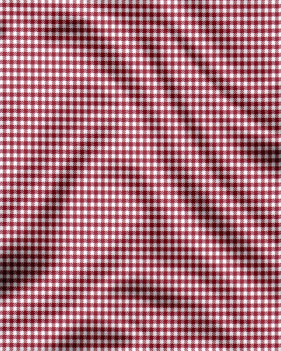 White and Maroon Gingham Checks Designer Cotton Shirt
