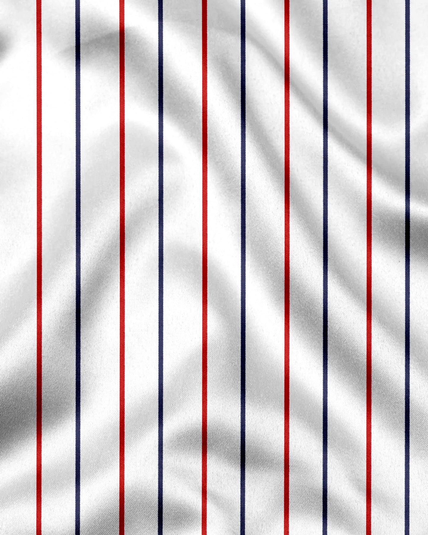 White with Scarlet Red and Navy Stripes Cotton Shirt