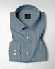 Apatite Blue and Pine Green Altered Broken Stripes Oxford Cotton Shirt
