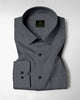 Pigeon Gray and Coal Black Herringbone Stripes Oxford Cotton Shirt
