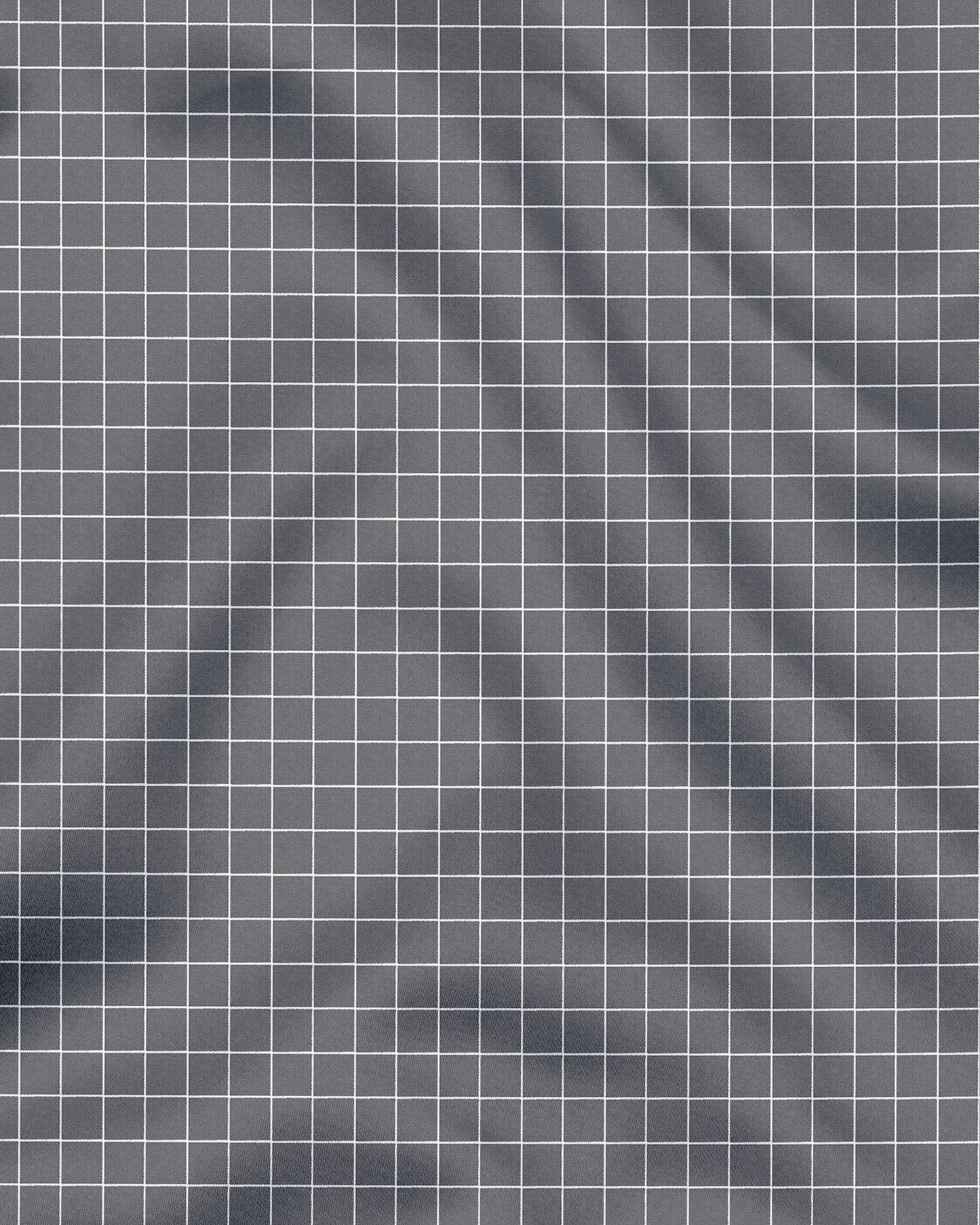 Graphite Gray and Snow White Checks Cotton Shirt