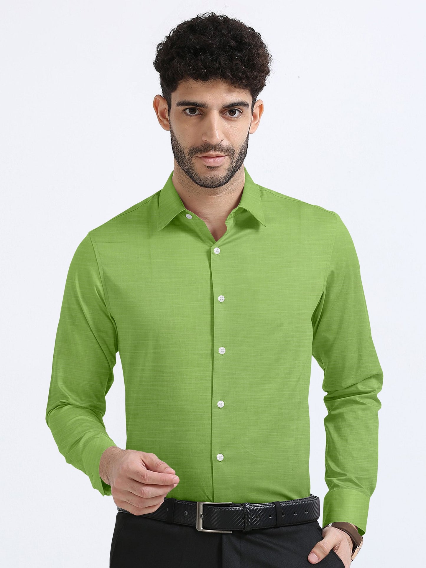 Piquant Green Cotton Linen Shirt