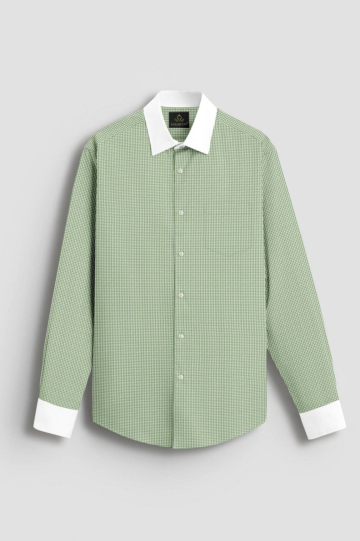 Fluorite Green and White Ninja Shuriken Printed Designer Cotton Shirt