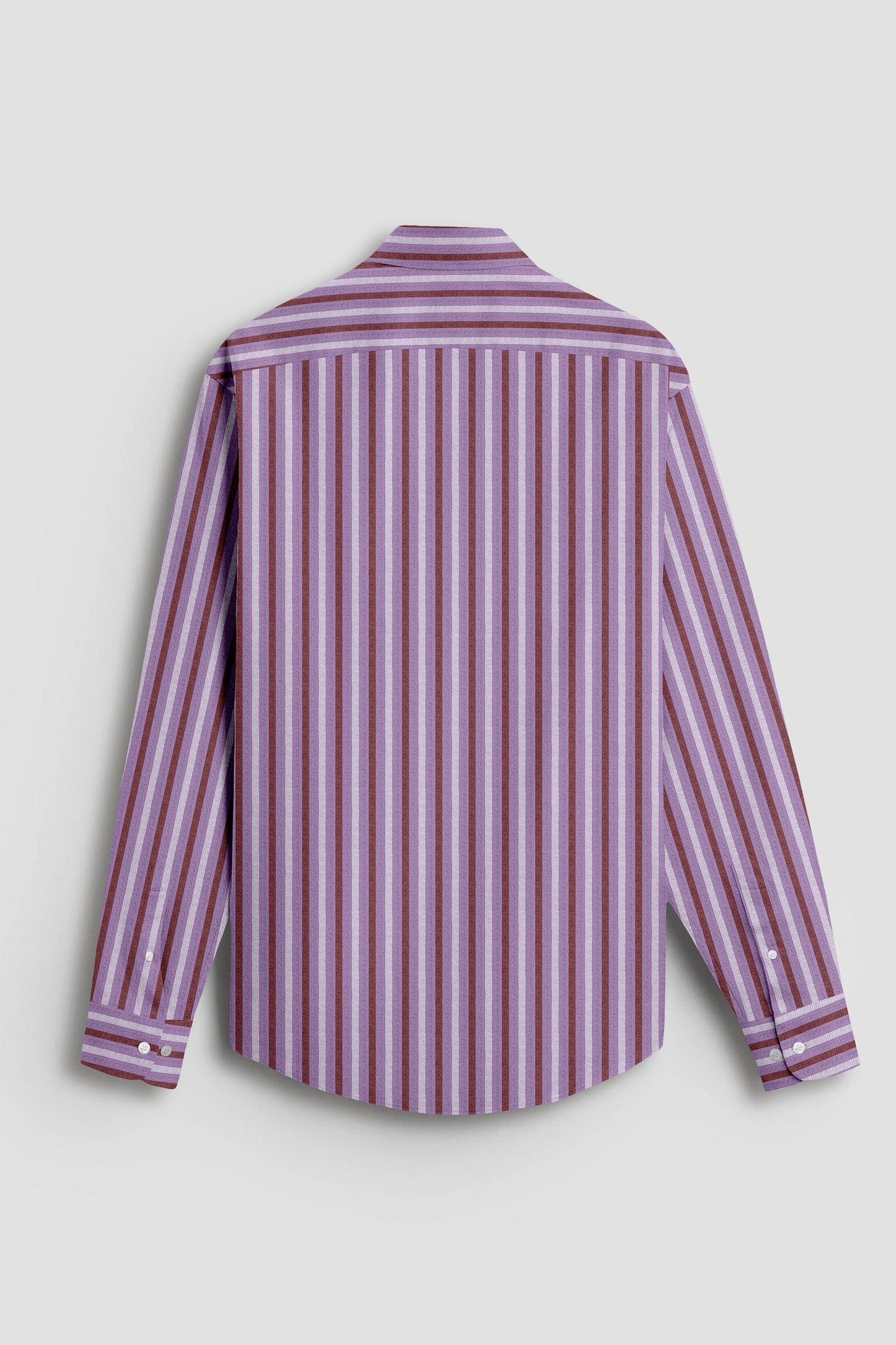 Crocus Purple with Brick Red and White Seersucker Stripes Cotton Shirt